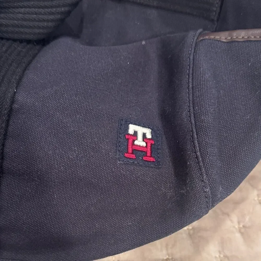 Tommy Hilfiger Modern Canvas Navy Men's Duffle Bag with Leather Trim